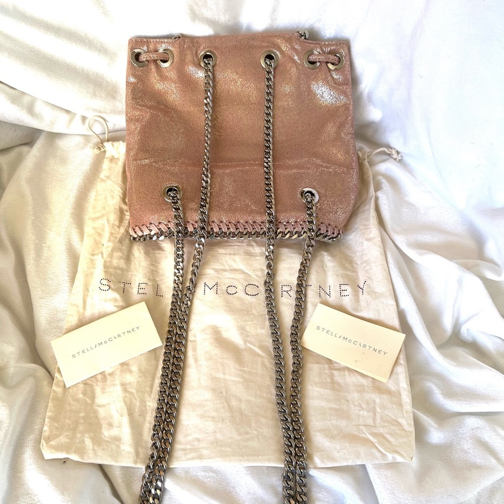 Authentic Stella McCartney Pearlescent Shaggy Deer Mini Rucksack Backpack Pink - Picture 12 of 15